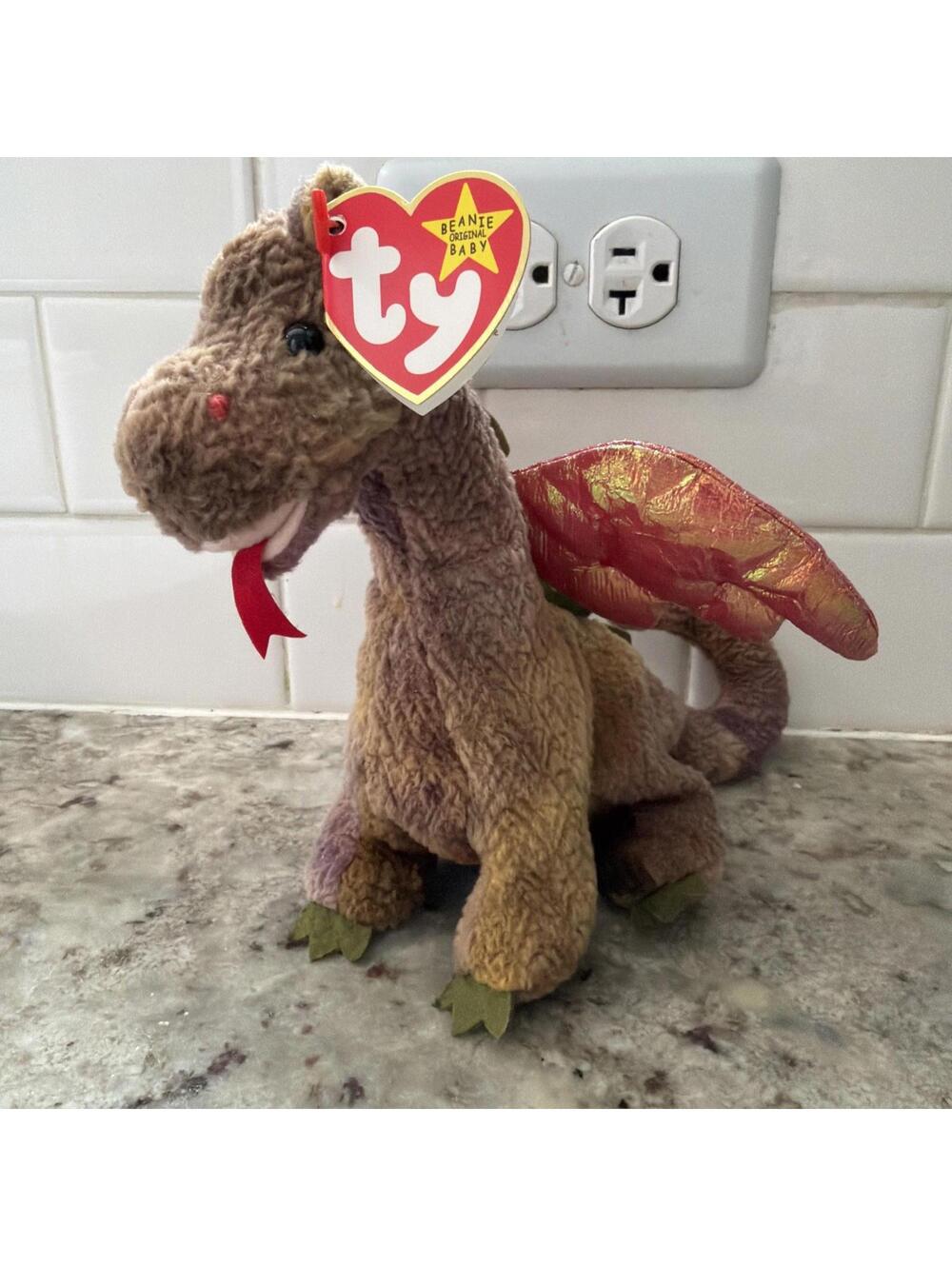 Ty Beanie Baby Original Scorch Dragon 1998 With Mint Hang Tag & Tag Protected